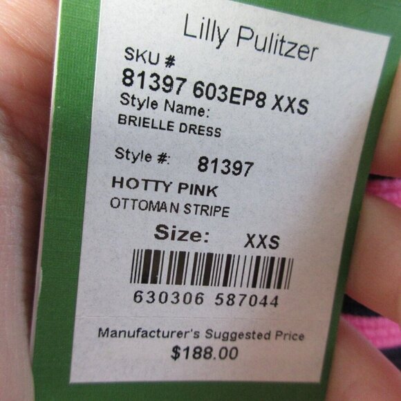 Lilly Pulitzer Brielle Dress Mini XXS Pink Striped Fit & Flare Cotton Blend 438 - Picture 5 of 12